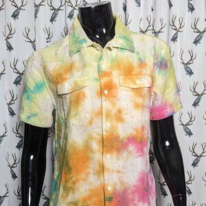 Upcycled Rainbow Tie Dye Mens DC Shoes Shirt S